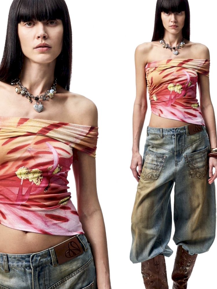Floral One Shoulder Tank Top【s0000012393】
