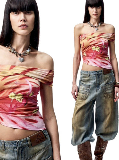 Floral One Shoulder Tank Top【s0000012393】