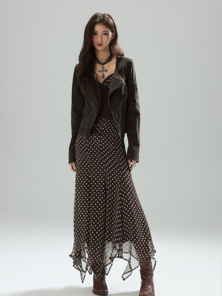 Coffee Polka Dot Tunic Sundress【s0000015595】
