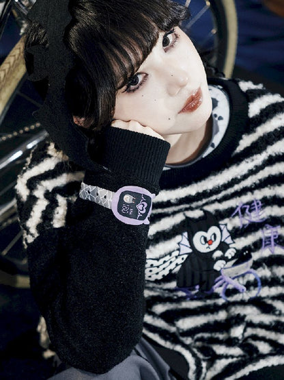 Striped Plush Colorblock Sweatshirt【s0000011560】