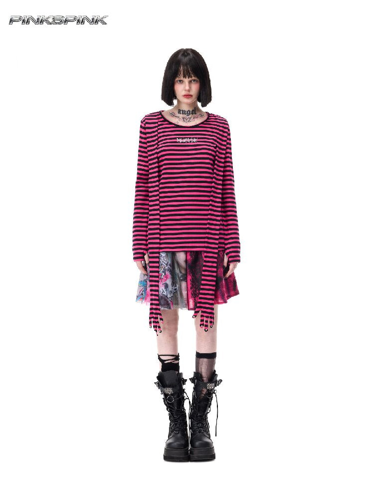 Studded Striped Sun Protection Top【s0000017720】