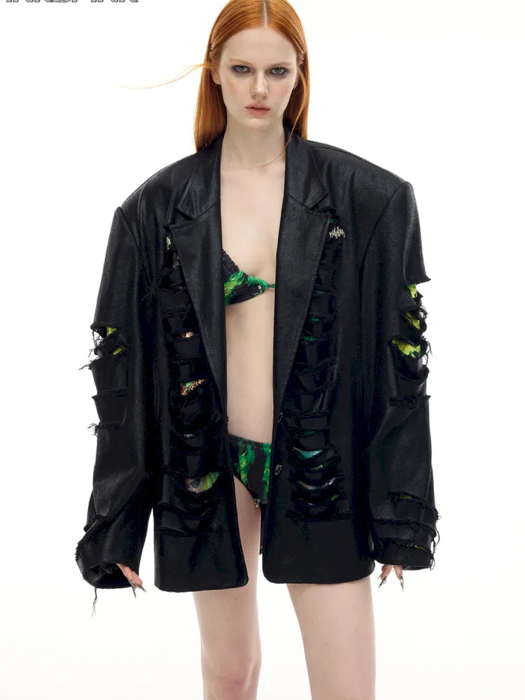 Oversized Silhouette Leather Blazer【s0000014003】