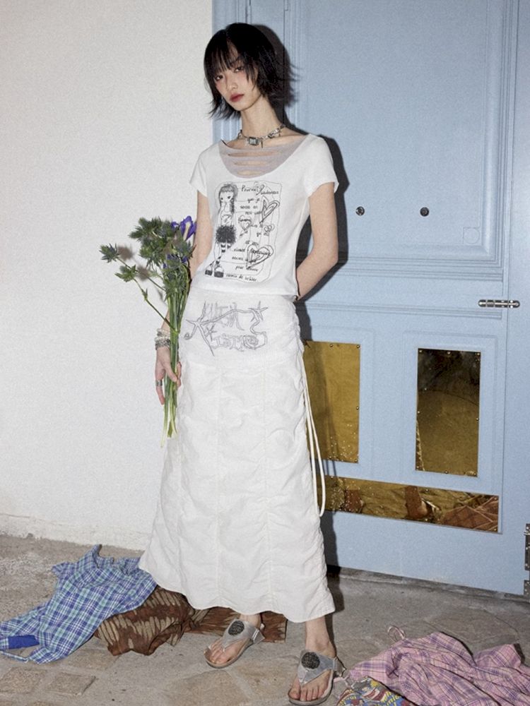 Mesh splicing pumped pleated bustle skirt【s0000012287】