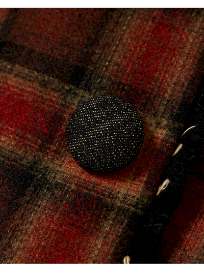 Punk Plaid Denim Bat Woolen Coat【s0000014929】