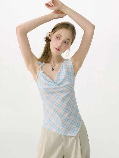 Summer Plaid Bow Vest Camisole【s0000017152】