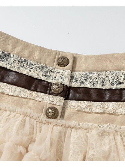 Vintage Layered Mesh Puffy Skirt【s0000019151】