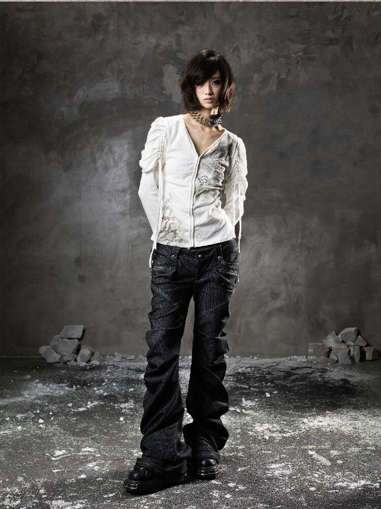 Double Waist Scimitar Denim Pants【s0000015945】