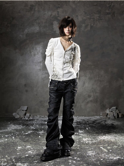 Double Waist Scimitar Denim Pants【s0000015945】