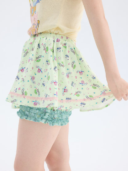 Angel Print Fluffy Skirt Pants【s0000017698】
