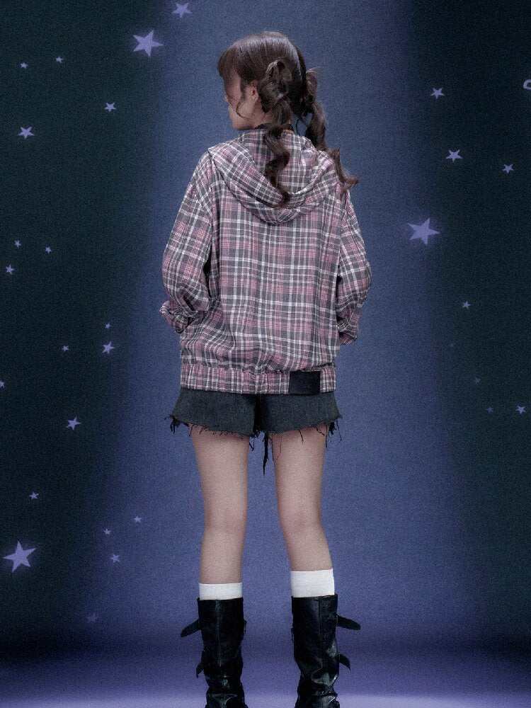 Plaid Hooded Street Style Jacket【s0000015766】