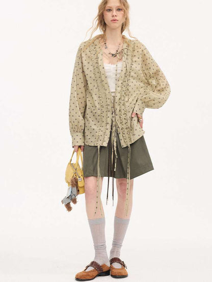 Contrast Strap Pleated A-line Skirt【s0000015414】