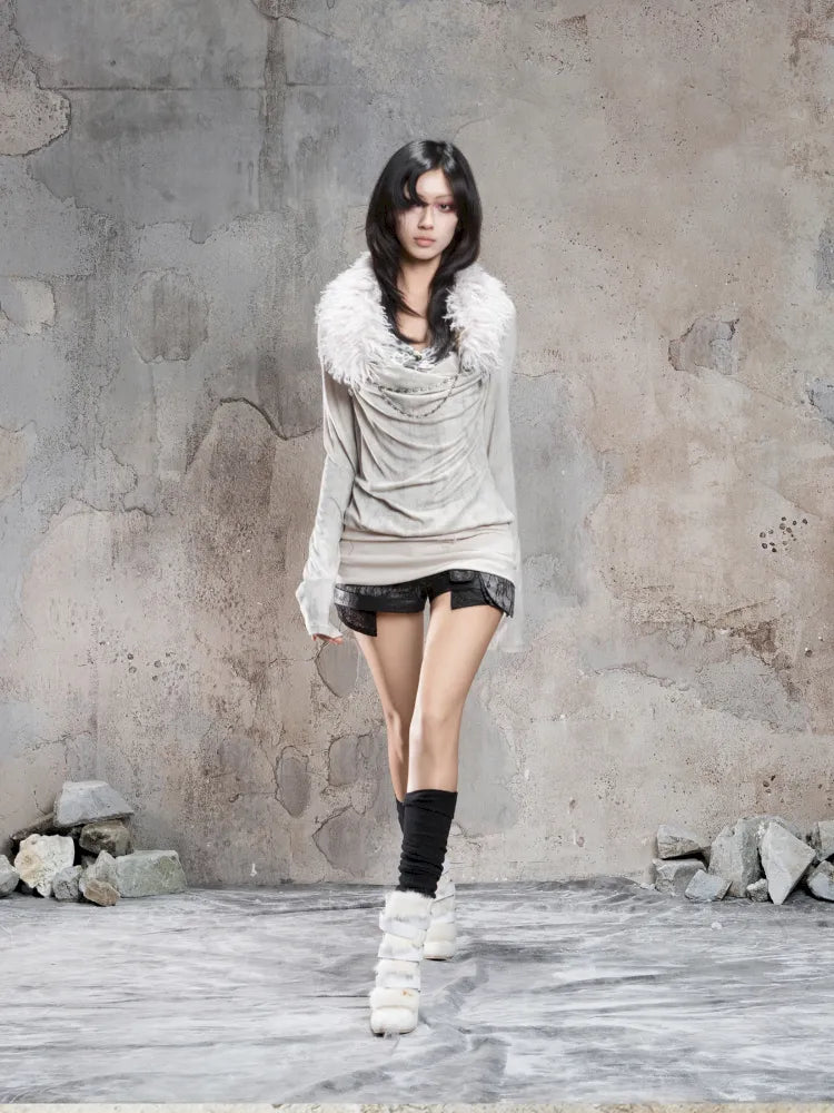 Off-Shoulder Ruffled Mid-Length Slimming Punk Top【s0000014124】