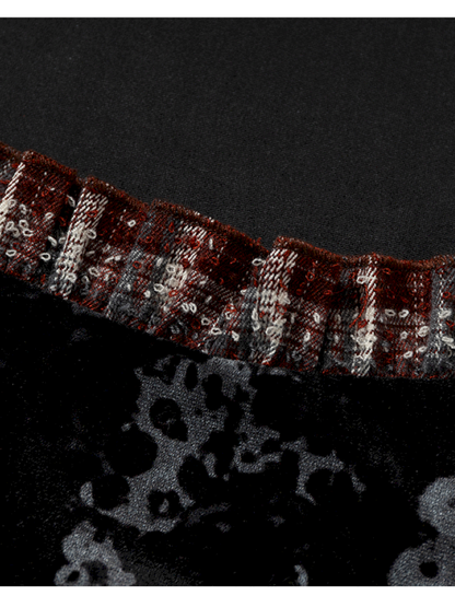 Vintage Baroque Velvet Check Dress【s0000014935】