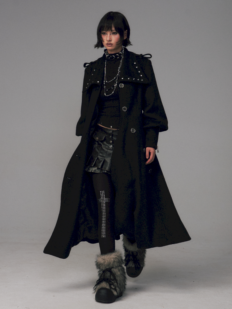 Dark A-Line Temperament Wool Coat【s0000014707】