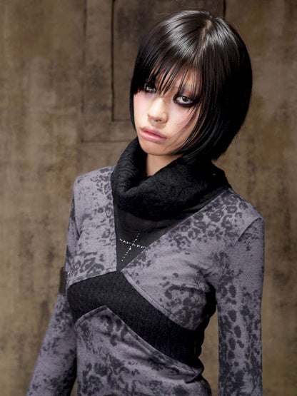 Contrast Slim Knit Long Sleeve Tee【s0000015083】