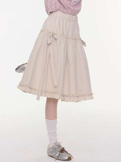 Retro Khaki A-Line Slimming Skirt【s0000015425】