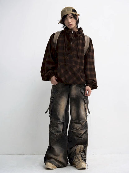 Button Folded Wide Leg Jeans【s0000011351】