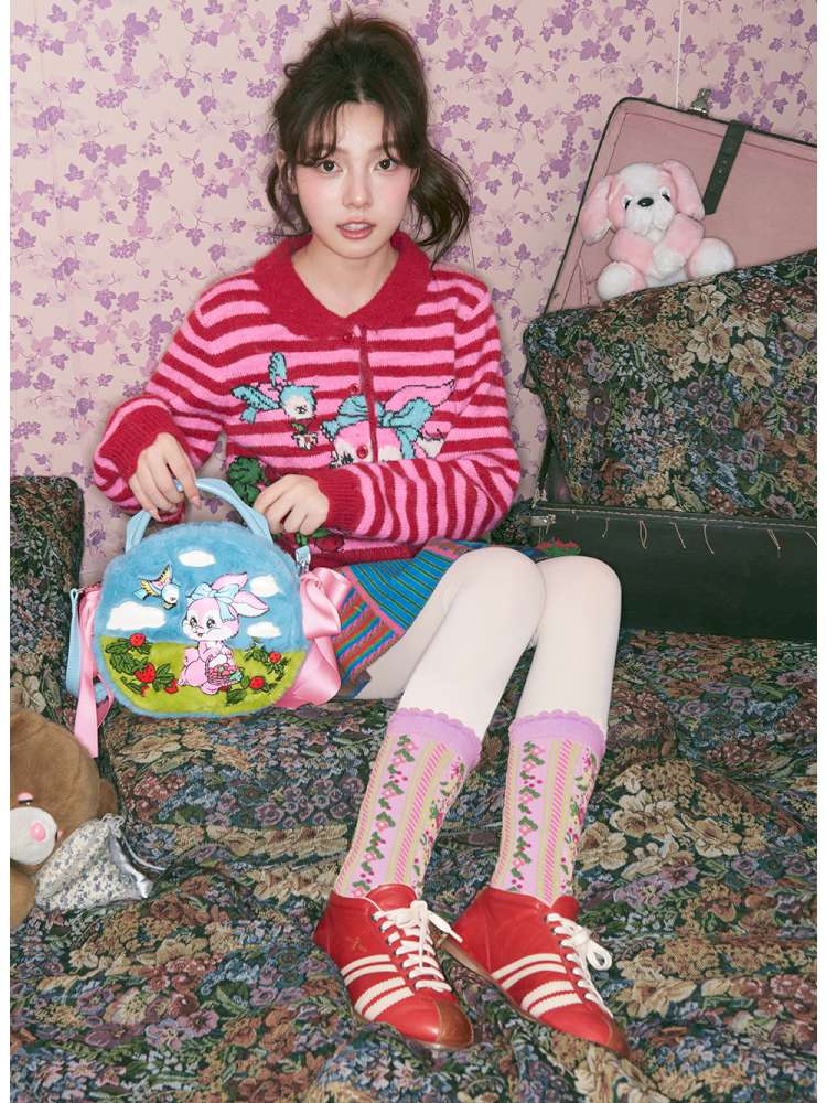 Blue Rabbit Plush Round Cake Bag【s0000015373】