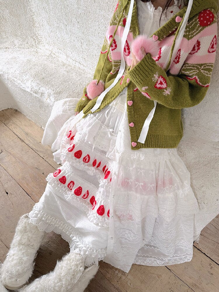 Strawberry Matcha Fair Isle Cardigan【s0000018535】