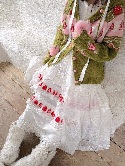 Strawberry Matcha Fair Isle Cardigan【s0000018535】