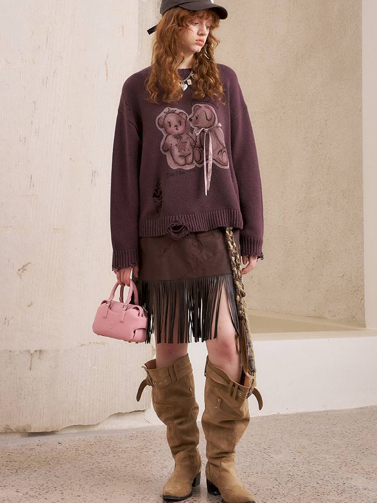 Oversized Long-Sleeve Knit Sweater【s0000014392】