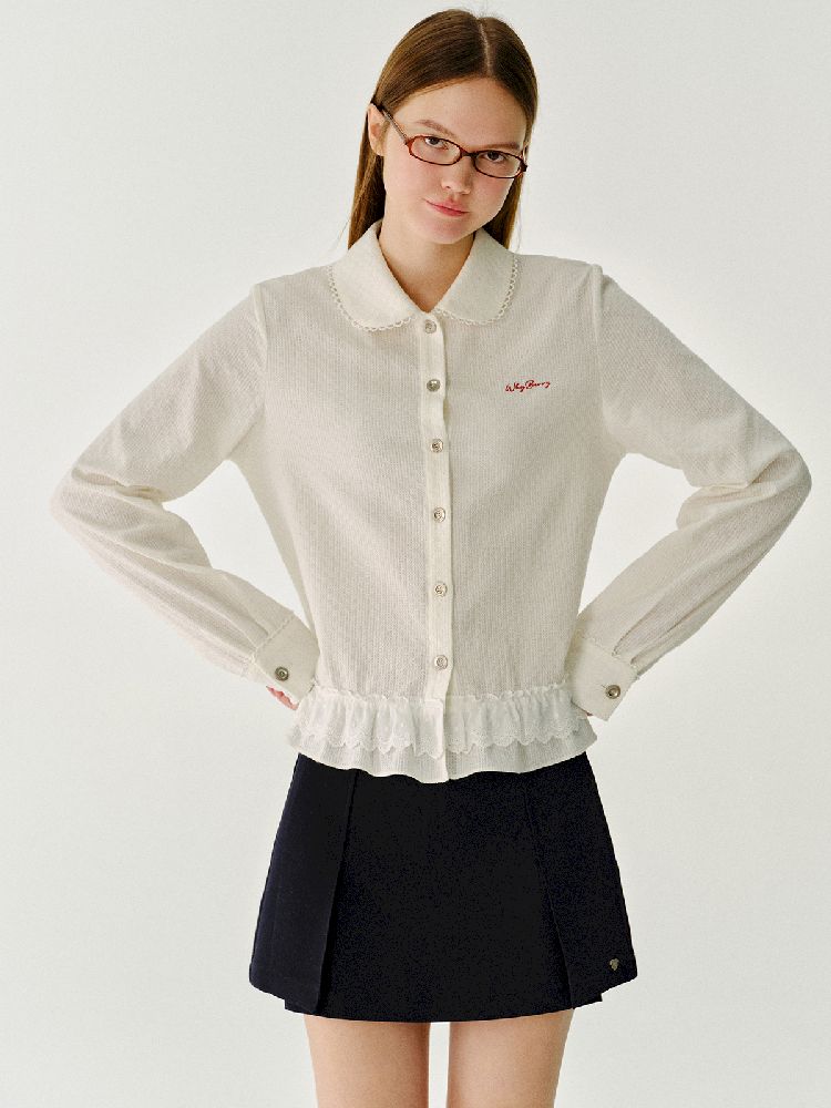 Doll Collar Solid Color Bow Flutter Shirt【s0000011963】