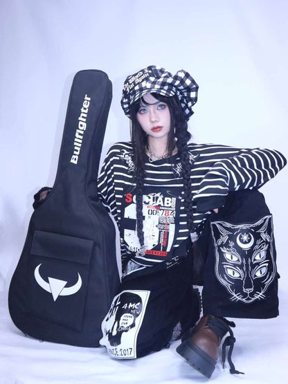 Punk Striped Fleece Sweatshirt【s0000014626】