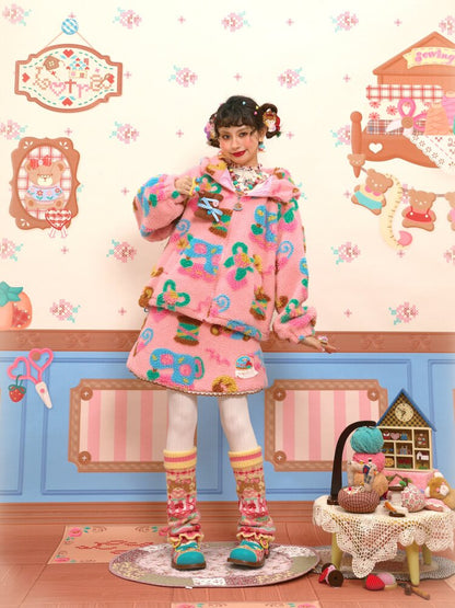 Pink Polar Fleece Lambswool Jacket【s0000015565】