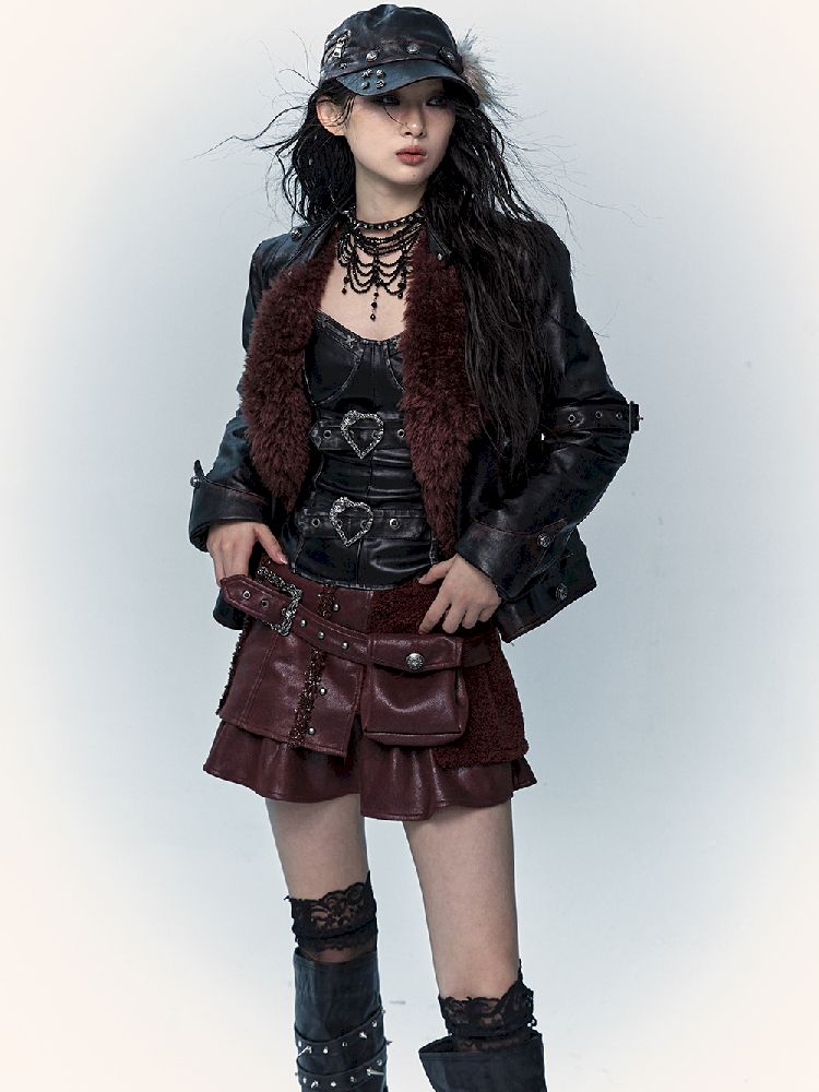 슬림 랩 짧은 가죽 가슴 판 [S0000011436]