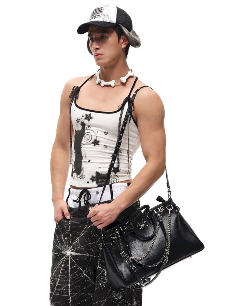 Black Cat Print Camisole【s0000012585】