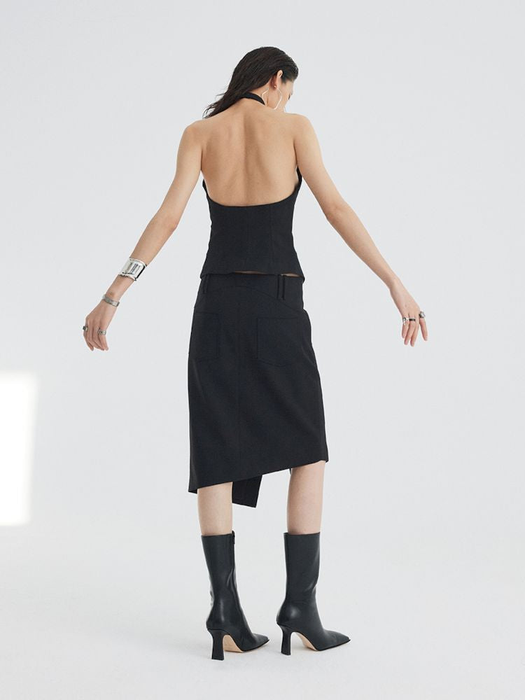 Asymmetric Slit Hem Suit【s0000007346】