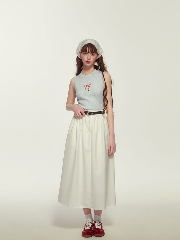 Sleeveless Bottom Top Short Slim Bow【s0000007897】