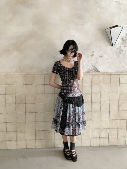 Jacquard Cross Vintage Maxi Skirt【s0000018085】