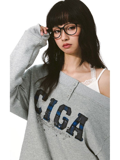 하나의 어깨 슬래시 다중 스웨트 셔츠 [S0000011427]