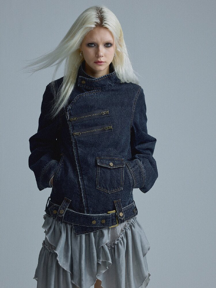 Distressed Texture Denim Jacket Top【s0000018545】