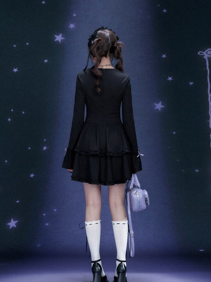 Black Purple Slim Cake Dress【s0000015473】