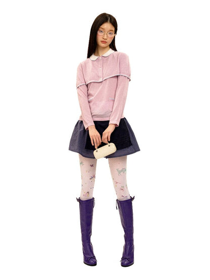 Tuck Pleated Faux Two-Piece Skirt【s0000017420】