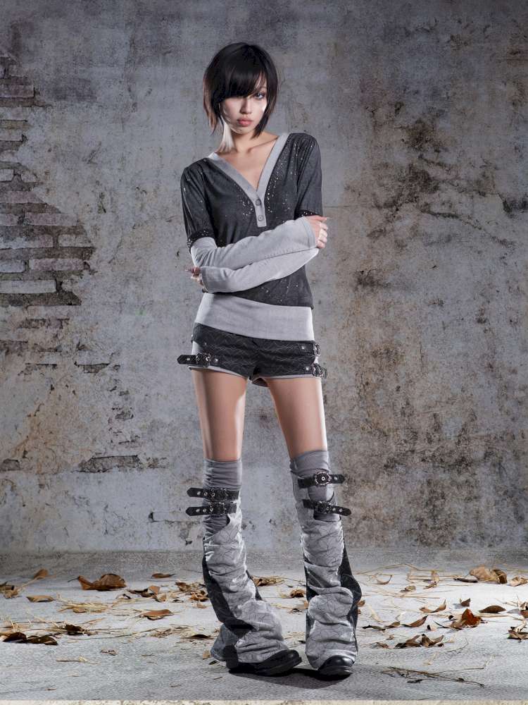 Faux Two-Piece Leggings Low-Rise Shorts【s0000014485】