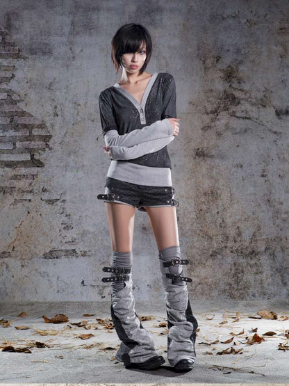 Faux Two-Piece Leggings Low-Rise Shorts【s0000014485】