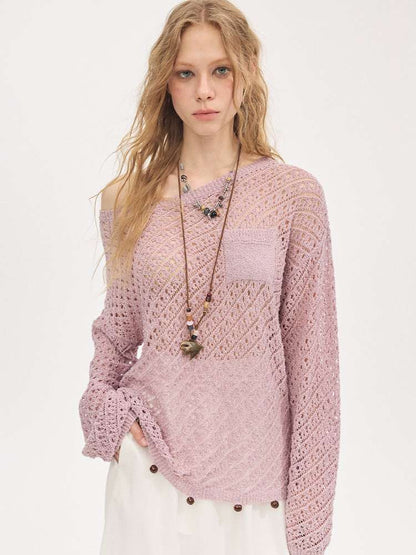 Diagonal Openwork Beaded Knitwear【s0000015405】