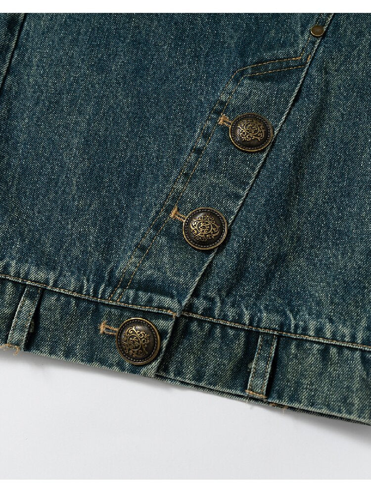 Nostalgic Print Fake Two Denim【s0000015931】
