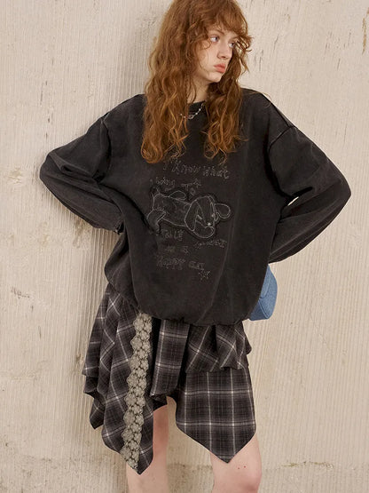 Oversized Long-Sleeve Pullover Sweatshirt【s0000014050】