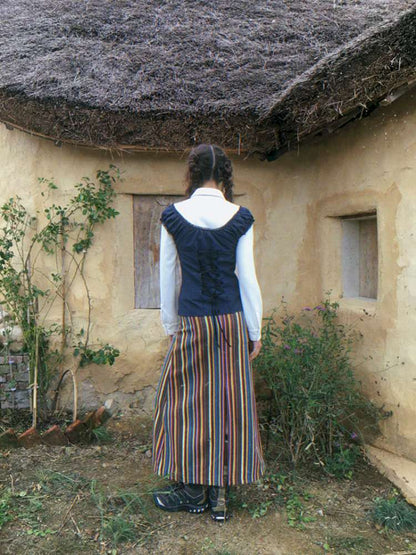 Blue Plaid Polka Dot Long Shirt【s0000014902】