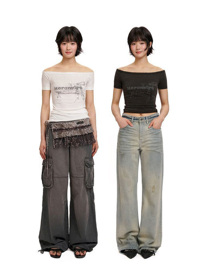 One-shoulder Slim short-sleeved T-shirt【s0000012529】