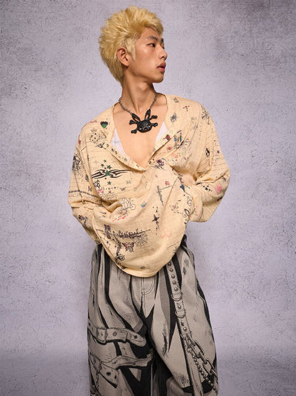 Manuscript Print Long Sleeve【s0000019143】