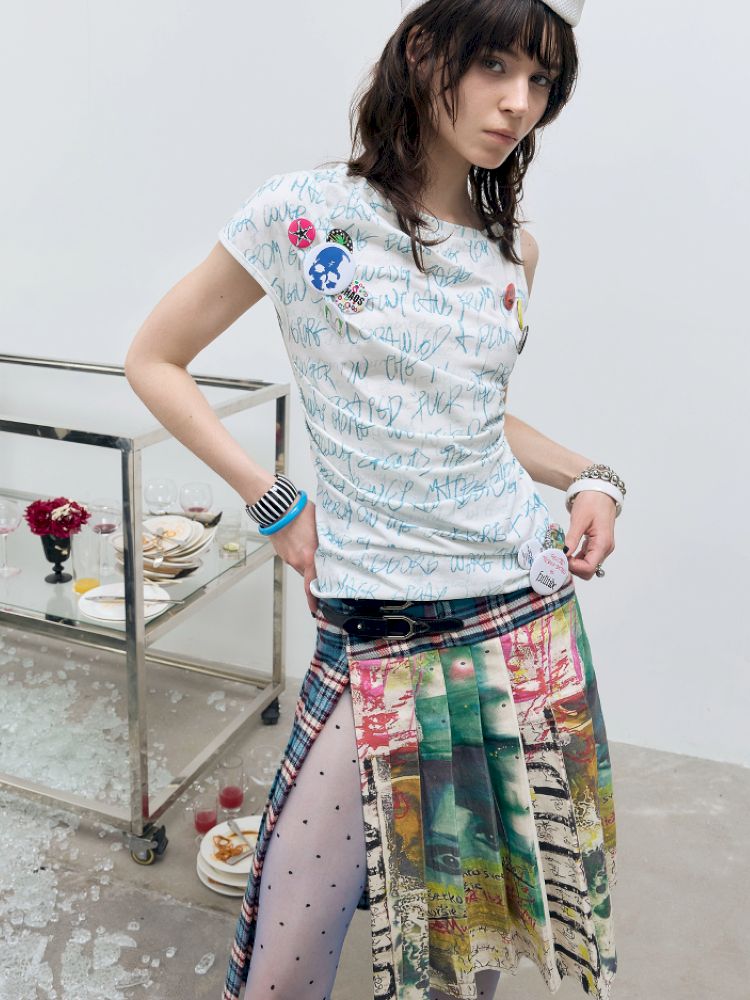 Plaid Half Pleated Skirt【s0000012413】