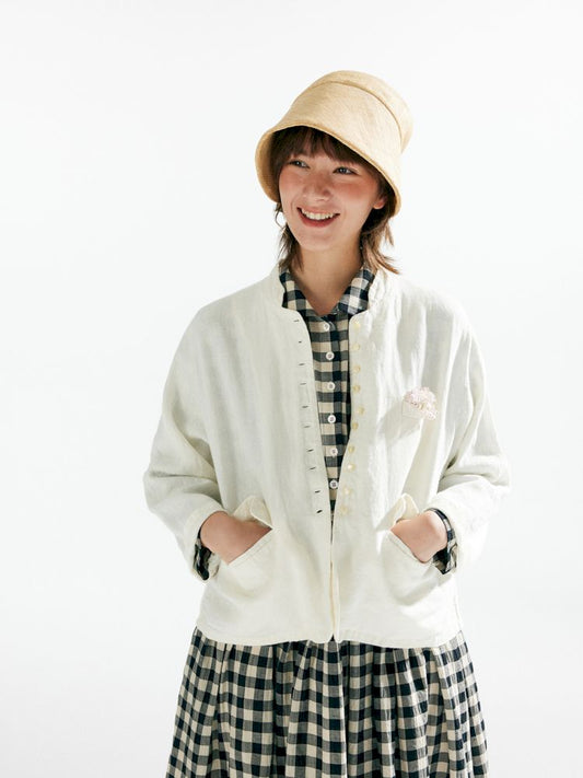 Linen texture short blazer【s0000007629】