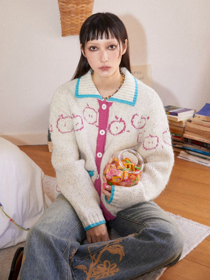 Embroidered Apple Sweater Cardigan [S0000010101]