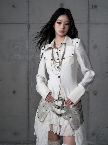 Leather Detachable Long-Sleeved Shirt【s0000014119】