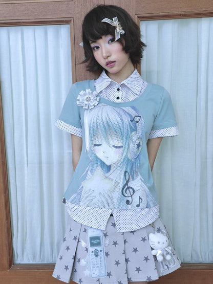 Comic Girl Fake Polka Dot Shirt【s0000016550】